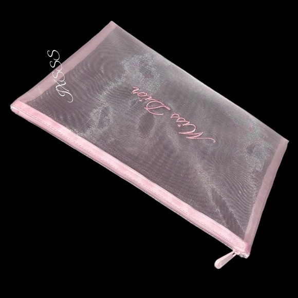 Baby-Pink (Mesh) Dior Beauty (Miss Dior) Embroidered Cosmetic-Makeup Bag - Picture 12 of 16